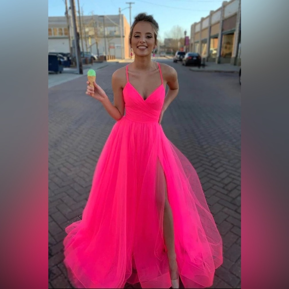 Hot pink prom dress